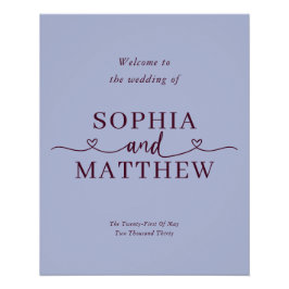 Póster Letrero de Bienvenida de Boda con Corazón de Periw