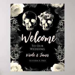 Póster Letrero de Bienvenida de Boda con Cráneo de Esquel