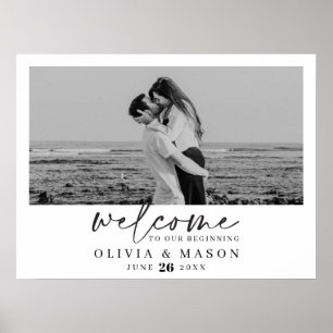 Póster Letrero de Bienvenida de Boda con Escritura Modern