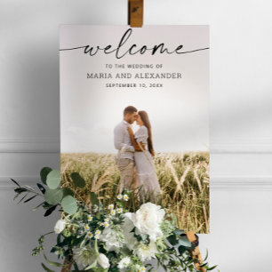 Póster Letrero de Bienvenida de Boda con Escritura Modern