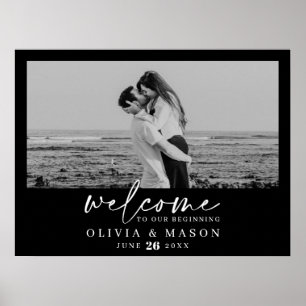 Póster Letrero de Bienvenida de Boda con Escritura Modern