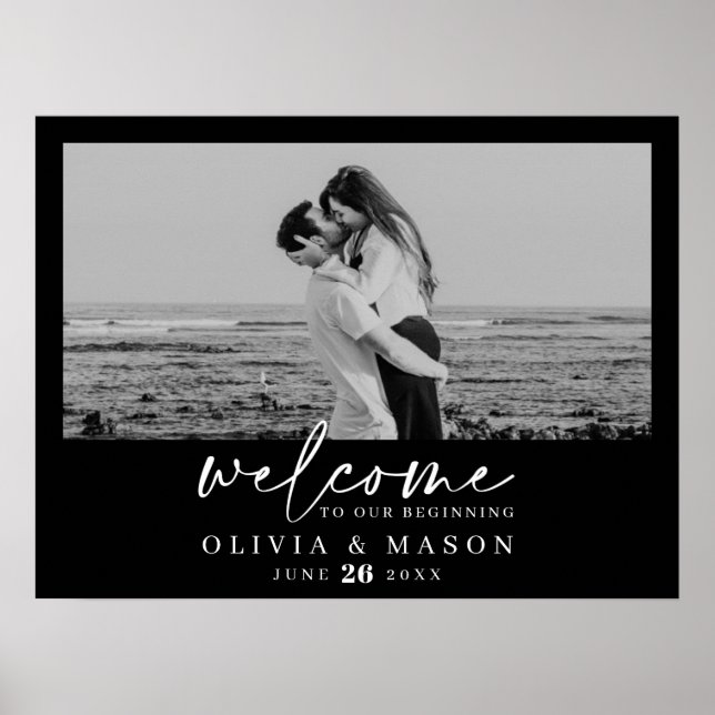 Póster Letrero de Bienvenida de Boda con Escritura Modern (Frente)