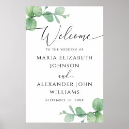 Póster Letrero de Bienvenida de Boda con Eucalipto | Letr