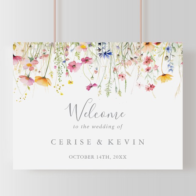 Póster Letrero de Bienvenida de Boda con Flores Silvestre (Subido por el creador)