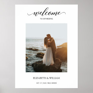 Póster Letrero de bienvenida de boda con foto de guión de