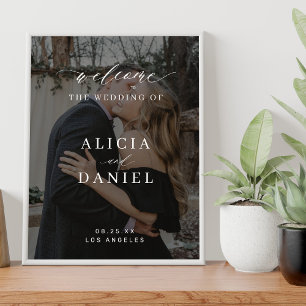 Póster Letrero de bienvenida de boda con foto personaliza