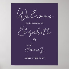 Póster Letrero de bienvenida de boda con guion minimalist