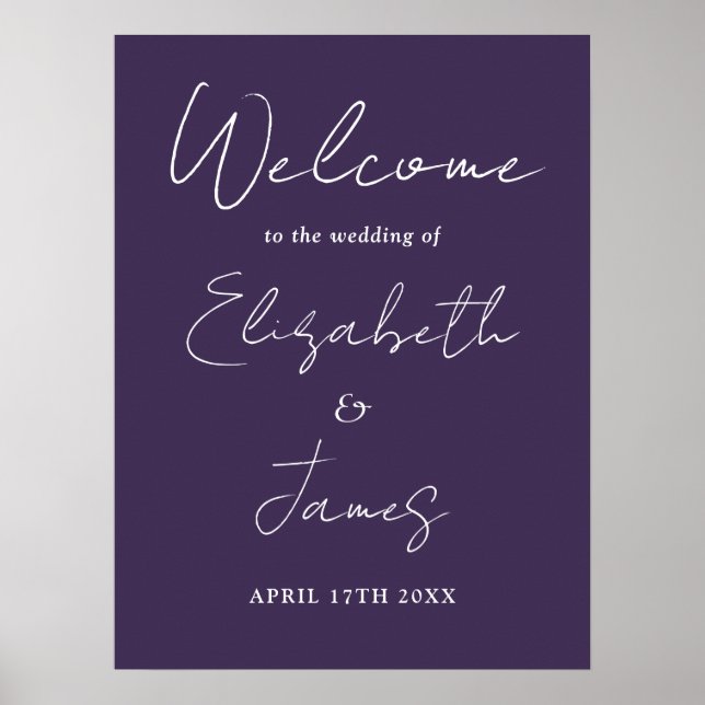 Póster Letrero de bienvenida de boda con guion minimalist (Frente)