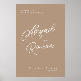 Póster Letrero de bienvenida de boda con guión minimalist