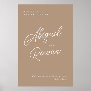 Póster Letrero de bienvenida de boda con guión minimalist