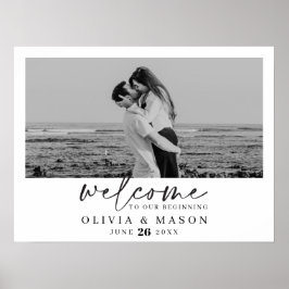 Póster Letrero de Bienvenida de Boda con Guión Moderno y