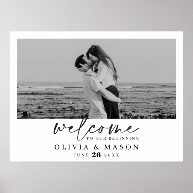 Póster Letrero de Bienvenida de Boda con Guión Moderno y  (Frente)