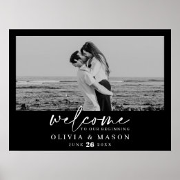 Póster Letrero de Bienvenida de Boda con Guión Moderno y 