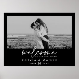 Póster Letrero de Bienvenida de Boda con Guión Moderno y 