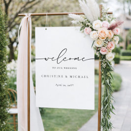 Póster Letrero de bienvenida de boda con letra cursiva el
