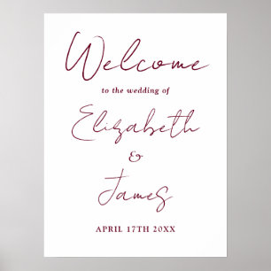 Póster Letrero de bienvenida de boda con letra cursiva mi