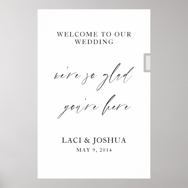 Póster Letrero de Bienvenida de Boda con Letra Elegante M (Frente)
