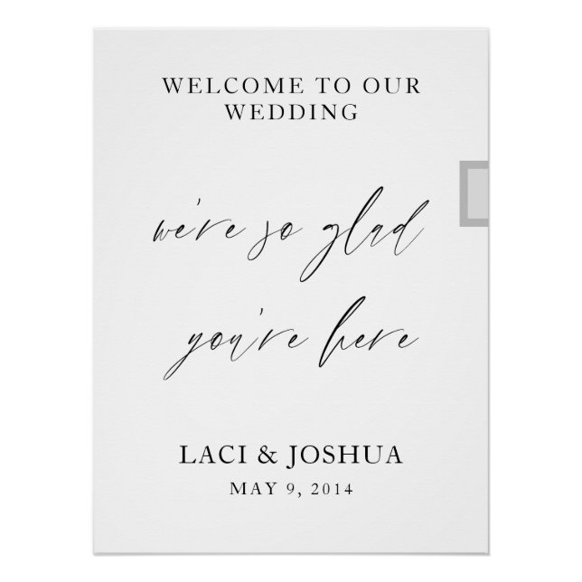 Póster Letrero de Bienvenida de Boda con Letra Elegante M (Anverso)