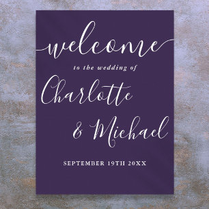 Póster Letrero de bienvenida de boda con letra script de