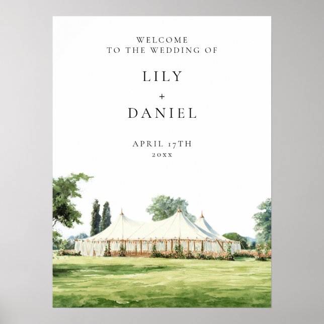 Póster Letrero de Bienvenida de Boda con Marquesina Tipi  (Frente)