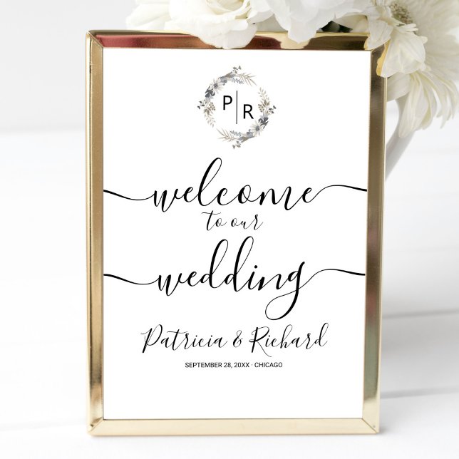 Póster Letrero de Bienvenida de Boda con Monograma en Car (Subido por el creador)