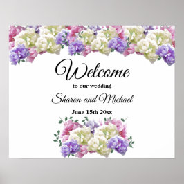 Póster Letrero de Bienvenida de Boda con Ramo Floral Mixt