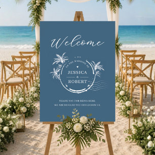 Póster Letrero de Bienvenida de Boda con Sello Costero Mo