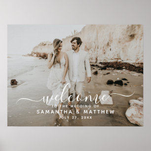 Póster Letrero de bienvenida de boda con tema de playa co