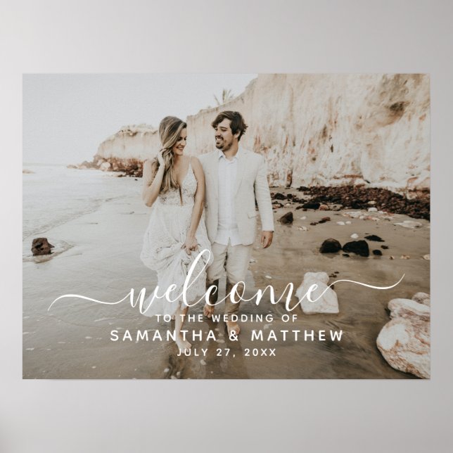Póster Letrero de bienvenida de boda con tema de playa co (Frente)
