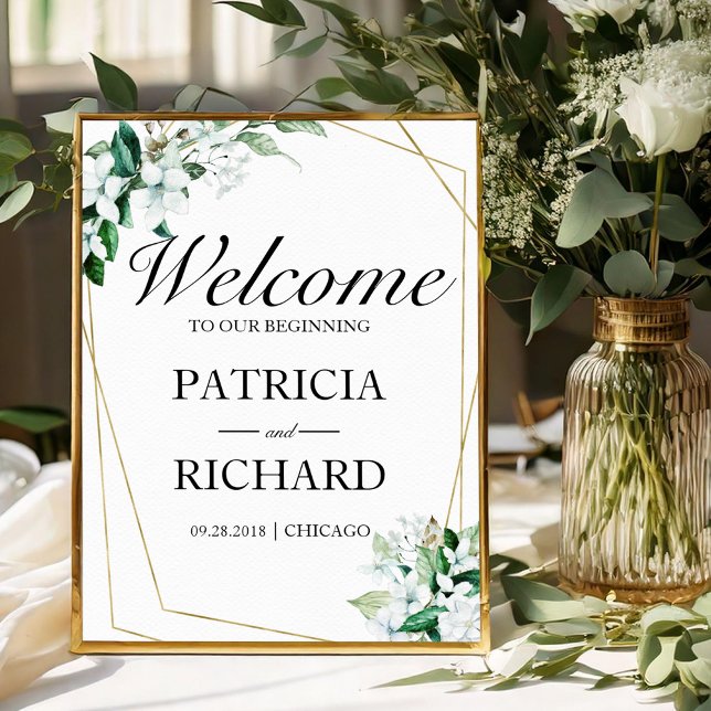 Póster Letrero de bienvenida de boda con vegetación elega (Subido por el creador)