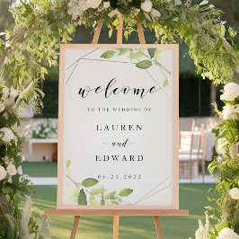 Póster Letrero de Bienvenida de Boda con Verde Moderno Do