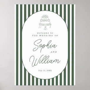 Póster Letrero de bienvenida de boda de cabana preppy con