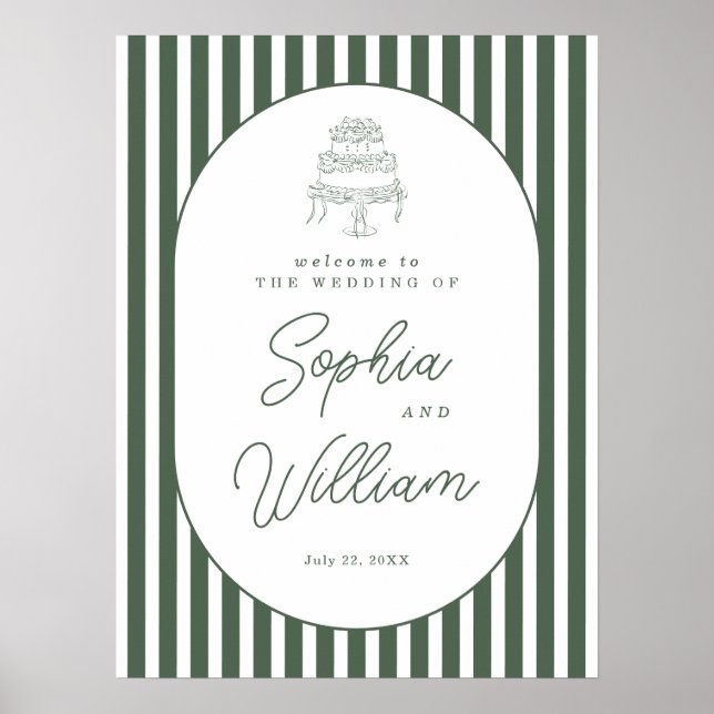 Póster Letrero de bienvenida de boda de cabana preppy con (Frente)