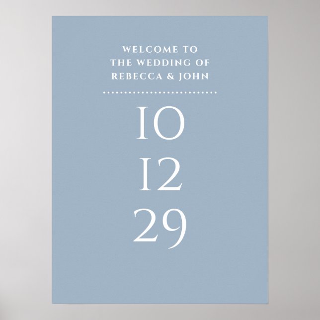 Póster Letrero de bienvenida de boda de fecha especial az (Frente)