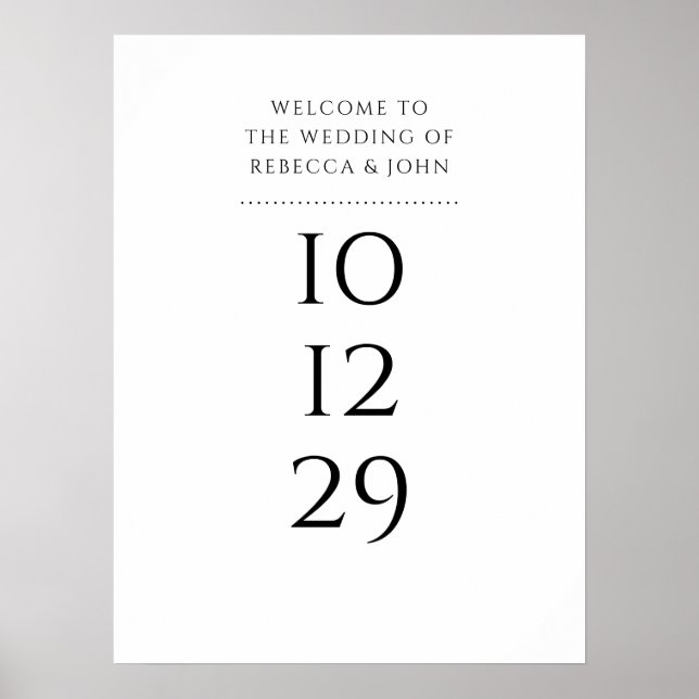 Póster Letrero de bienvenida de boda de fecha especial en (Frente)