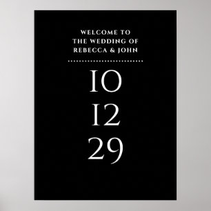 Póster Letrero de bienvenida de boda de fecha especial en