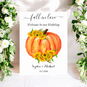 Póster Letrero de bienvenida de boda de otoño con cartel 