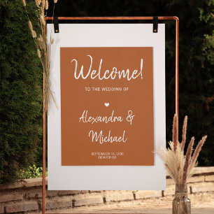 Póster Letrero de bienvenida de boda de otoño moderno en 