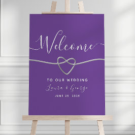 Póster Letrero de bienvenida de boda de plata moderna púr