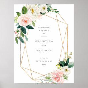 Póster Letrero de bienvenida de boda de romance de primav