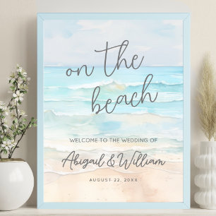 Póster Letrero de Bienvenida de Boda de Verano en la Play