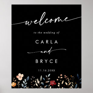 Póster Letrero de Bienvenida de Boda DIY Flor Silvestre B