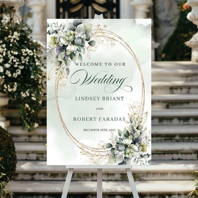 Póster Letrero de Bienvenida de Boda Elegante Boho Rosas  (Welcome guests in style with this elegant wedding welcome sign/poster featuring watercolor white ros)
