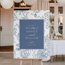 Póster Letrero de bienvenida de boda elegante Floral Peri