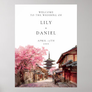 Póster Letrero de Bienvenida de Boda en Kyoto Japón