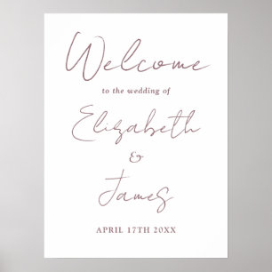 Póster Letrero de bienvenida de boda en letra cursiva ele
