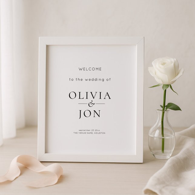 Póster Letrero de bienvenida de boda en negro y blanco im (Subido por el creador)