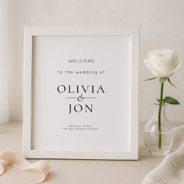 Póster Letrero de bienvenida de boda en negro y blanco im