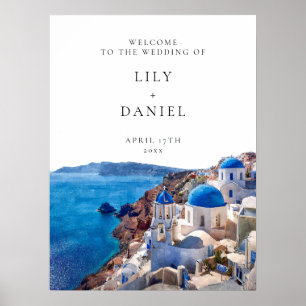 Póster Letrero de bienvenida de boda en Santorini Grecia