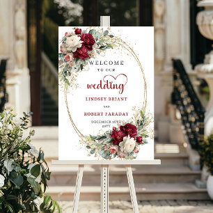 Póster Letrero de bienvenida de boda floral elegante impr